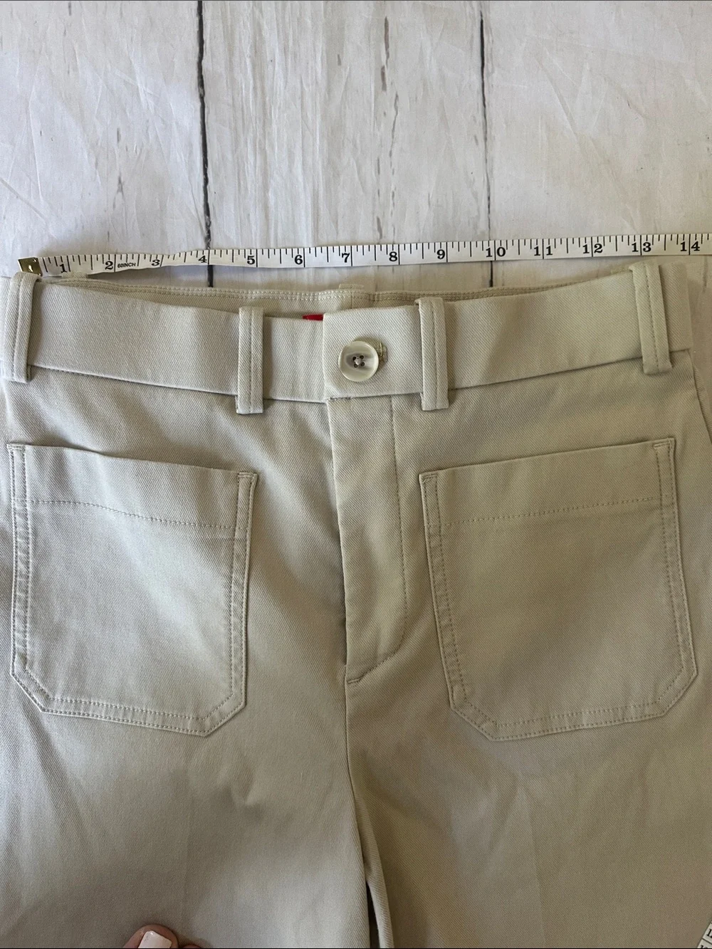 SPANX Stretch Twill Patch pocket Wide Leg High-Rise Pants in light khaki